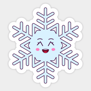 Cartoon Kawaii Snowflake with Grinning Face Sticker